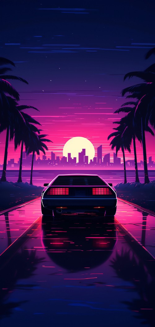 车灯,建筑 墙纸,性质,Synthwave